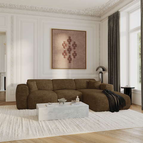 Canapé convertible grand angle droit YUMA velours texturé