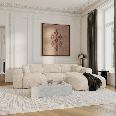 Canapé convertible grand angle droit YUMA velours texturé