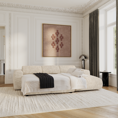 Canapé convertible grand angle droit YUMA velours texturé