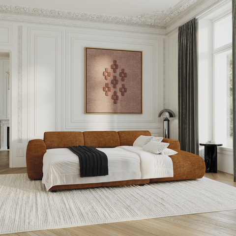 Canapé convertible grand angle droit YUMA velours texturé