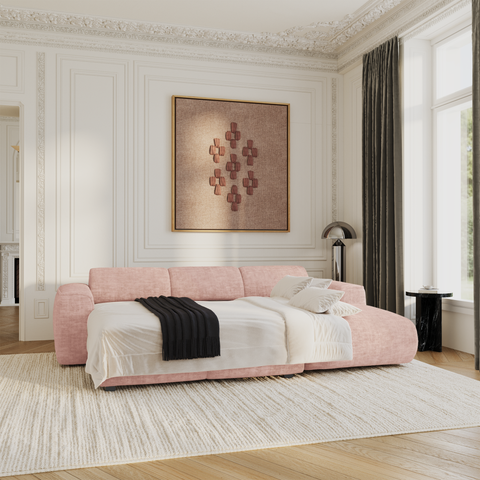 Canapé convertible grand angle droit YUMA velours texturé