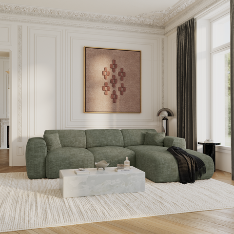 Canapé convertible grand angle droit YUMA velours texturé
