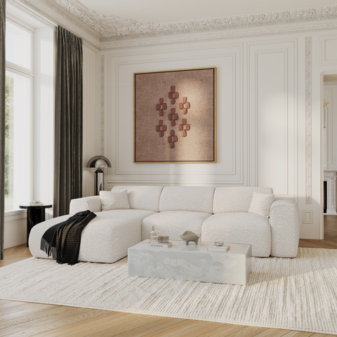 Canapé convertible grand angle gauche YUMA tissu bouclette