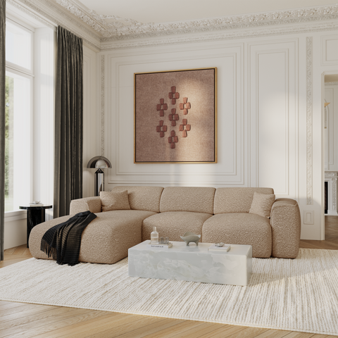 Canapé convertible grand angle gauche YUMA tissu bouclette