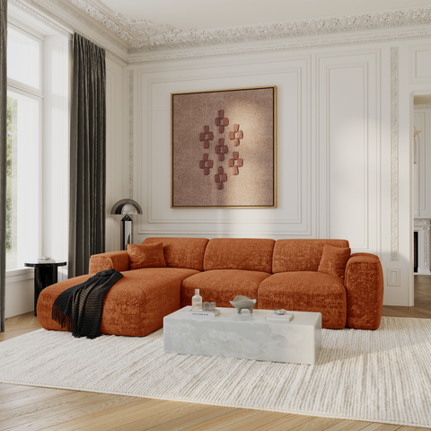 Canapé convertible grand angle gauche YUMA Velours gaufré