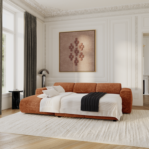 Canapé convertible grand angle gauche YUMA Velours gaufré
