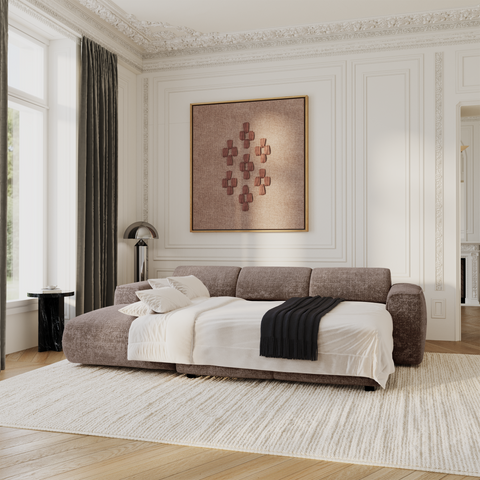 Canapé convertible grand angle gauche YUMA Velours gaufré