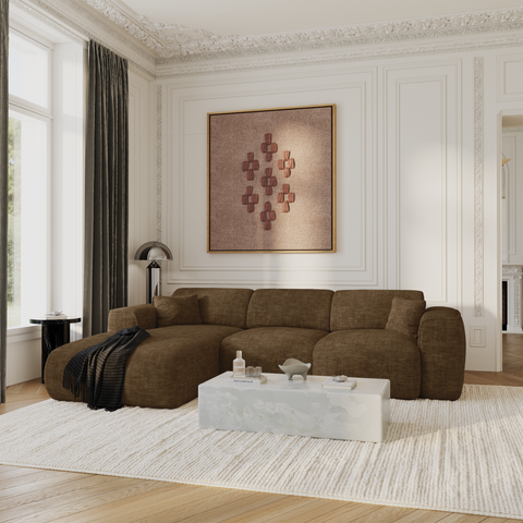 Canapé convertible grand angle gauche YUMA velours texturé