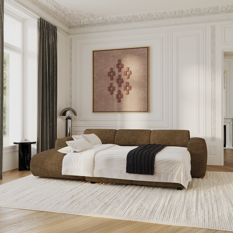 Canapé convertible grand angle gauche YUMA velours texturé