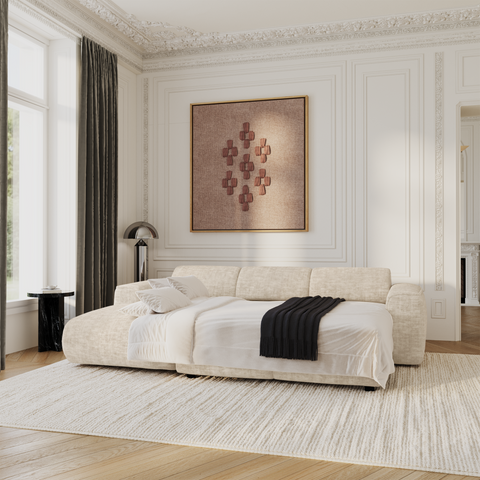 Canapé convertible grand angle gauche YUMA velours texturé