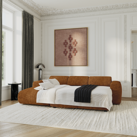 Canapé convertible grand angle gauche YUMA velours texturé