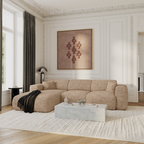 Canapé convertible grand angle gauche YUMA velours texturé