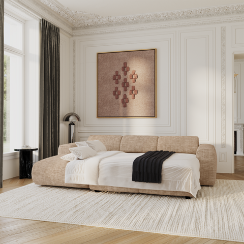 Canapé convertible grand angle gauche YUMA velours texturé