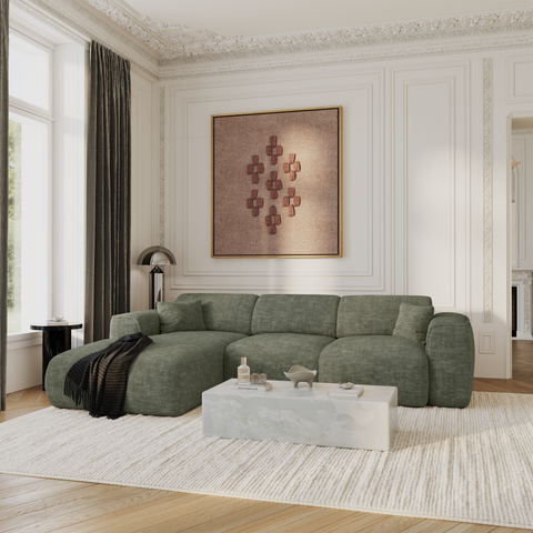 Canapé convertible grand angle gauche YUMA velours texturé