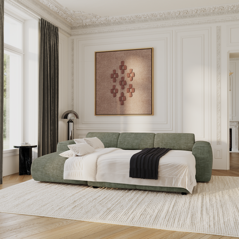 Canapé convertible grand angle gauche YUMA velours texturé