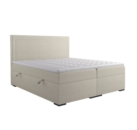 Ensemble de lit AGLAE Tissu tramé toucher doux 160x200cm (tête de lit, sommier à coffres, matelas et surmatelas)