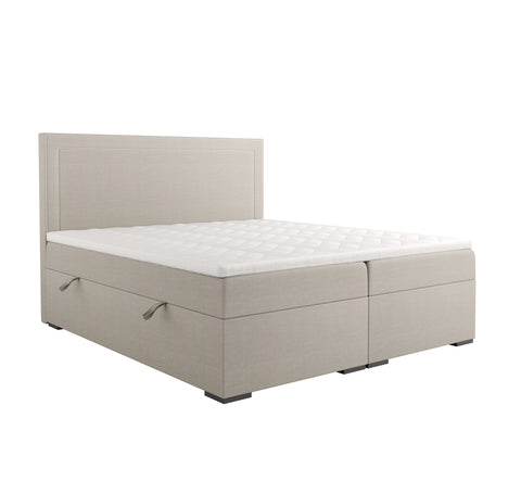 Ensemble de lit AGLAE Tissu tramé toucher doux 160x200cm (tête de lit, sommier à coffres, matelas et surmatelas)