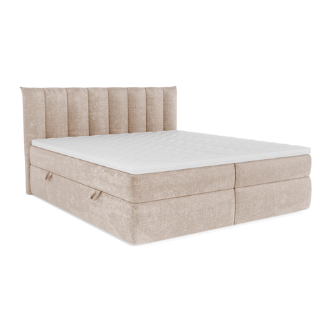 Ensemble de lit 160cm boxspring CELESTE velours gaufré