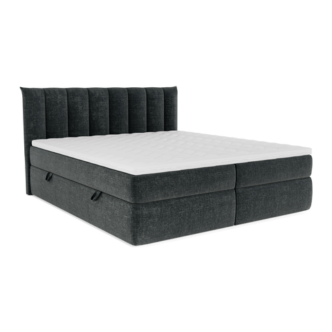 Ensemble de lit 160cm boxspring CELESTE velours gaufré