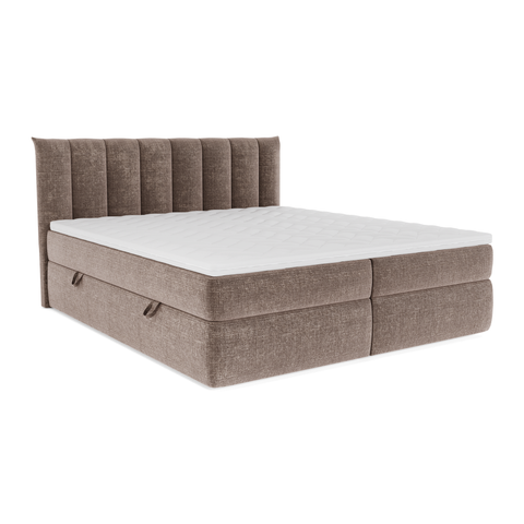 Ensemble de lit 160cm boxspring CELESTE velours gaufré