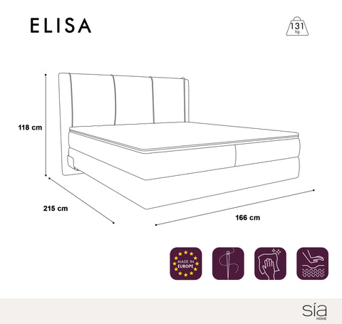 Ensemble de lit 160cm Boxspring avec led ELISA Velours tramé