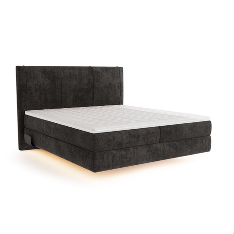 Ensemble de lit 160cm Boxspring avec led ELISA Velours tramé