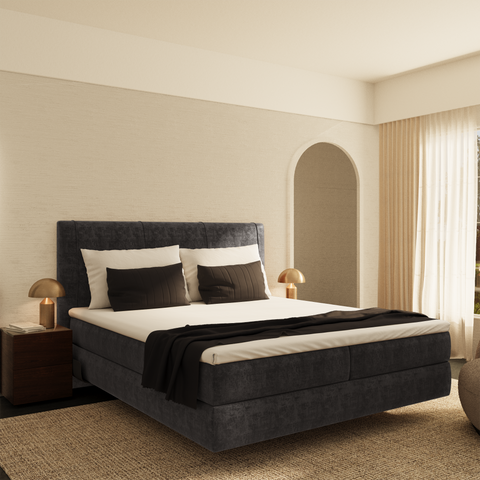 Ensemble de lit 160cm Boxspring avec led ELISA Velours tramé