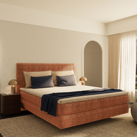 Ensemble de lit 160cm Boxspring avec led ELISA Velours tramé
