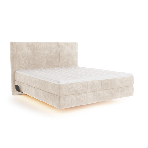 Ensemble de lit 180cm Boxspring avec led ELISA Velours tramé