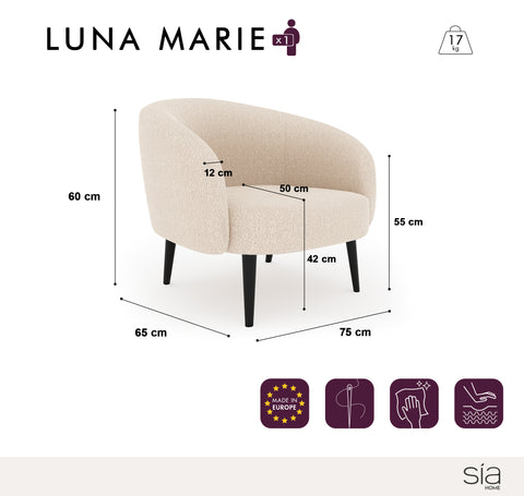 Fauteuil LUNA MARIE Tissu velours