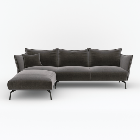 Canapé d'angle gauche Lenny Tissu Velours