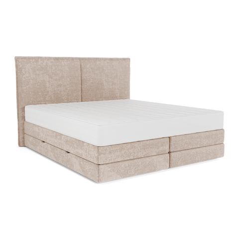 Ensemble de lit matelas premium 160cm et lit boxspring  LUNE velours gaufré