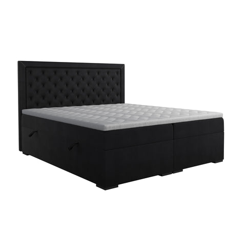 Ensemble de lit MELIA Velours 160x200cm (tête de lit, sommier à coffres, matelas et surmatelas)