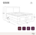 Ensemble de lit OSEE Tissu tramé 160x200 (tête de lit, surmatelas, sommier à relaxation électrique et matelas à ressorts ensachés)