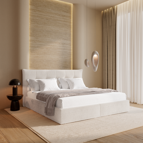 Ensemble de lit 180cm boxspring SOLANA velours chenillé
