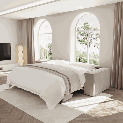 Canapé convertible express JOAN Velours - Matelas Dunlopillo 140cm
