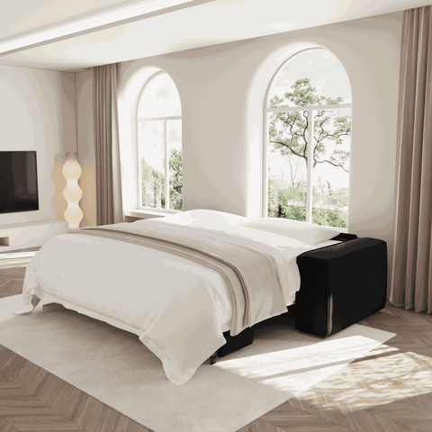 Canapé convertible express JOAN Velours - Matelas Dunlopillo 140cm