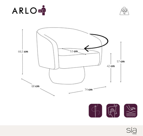 Fauteuil ARLO velours bouclé