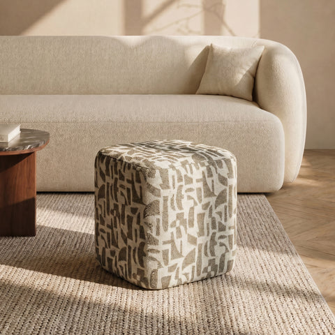 Pouf ARO tissu bouclé à motifs
