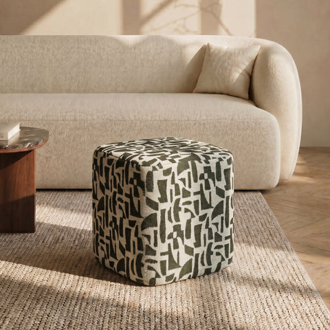 Pouf ARO tissu bouclé à motifs