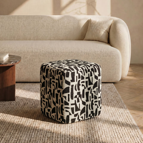 Pouf ARO tissu bouclé à motifs
