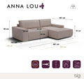 Canapé d'angle droit convertible ANNA LOU Bouclette - Avec coffre de rangement