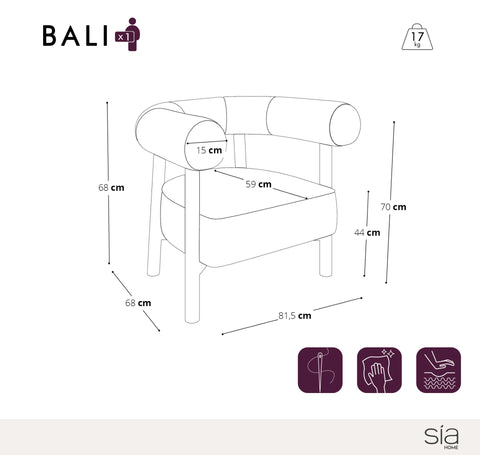 Fauteuil BALI velours chenillé