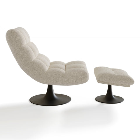 Ensemble fauteuil pivotant et repose-pieds COSMO bouclette