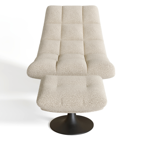 Ensemble fauteuil pivotant et repose-pieds COSMO bouclette
