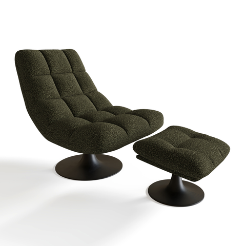 Ensemble fauteuil pivotant et repose-pieds COSMO bouclette