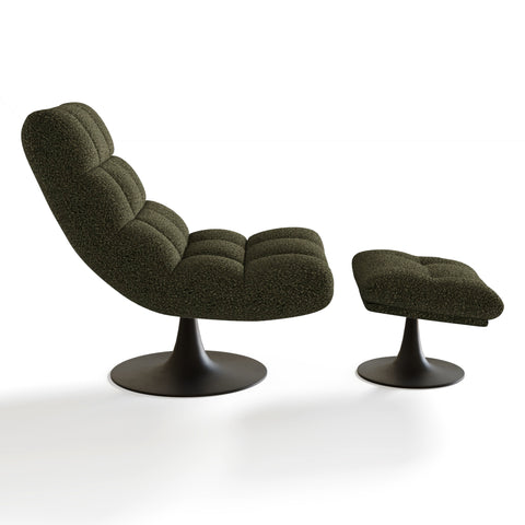 Ensemble fauteuil pivotant et repose-pieds COSMO bouclette