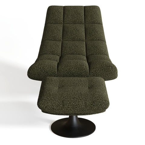 Ensemble fauteuil pivotant et repose-pieds COSMO bouclette