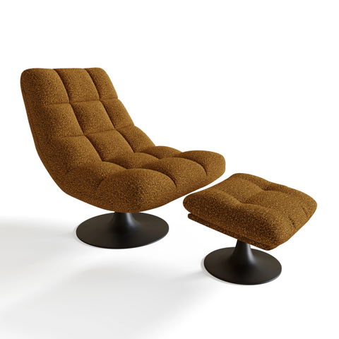 Ensemble fauteuil pivotant et repose-pieds COSMO bouclette