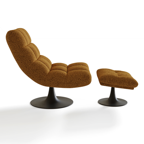 Ensemble fauteuil pivotant et repose-pieds COSMO bouclette